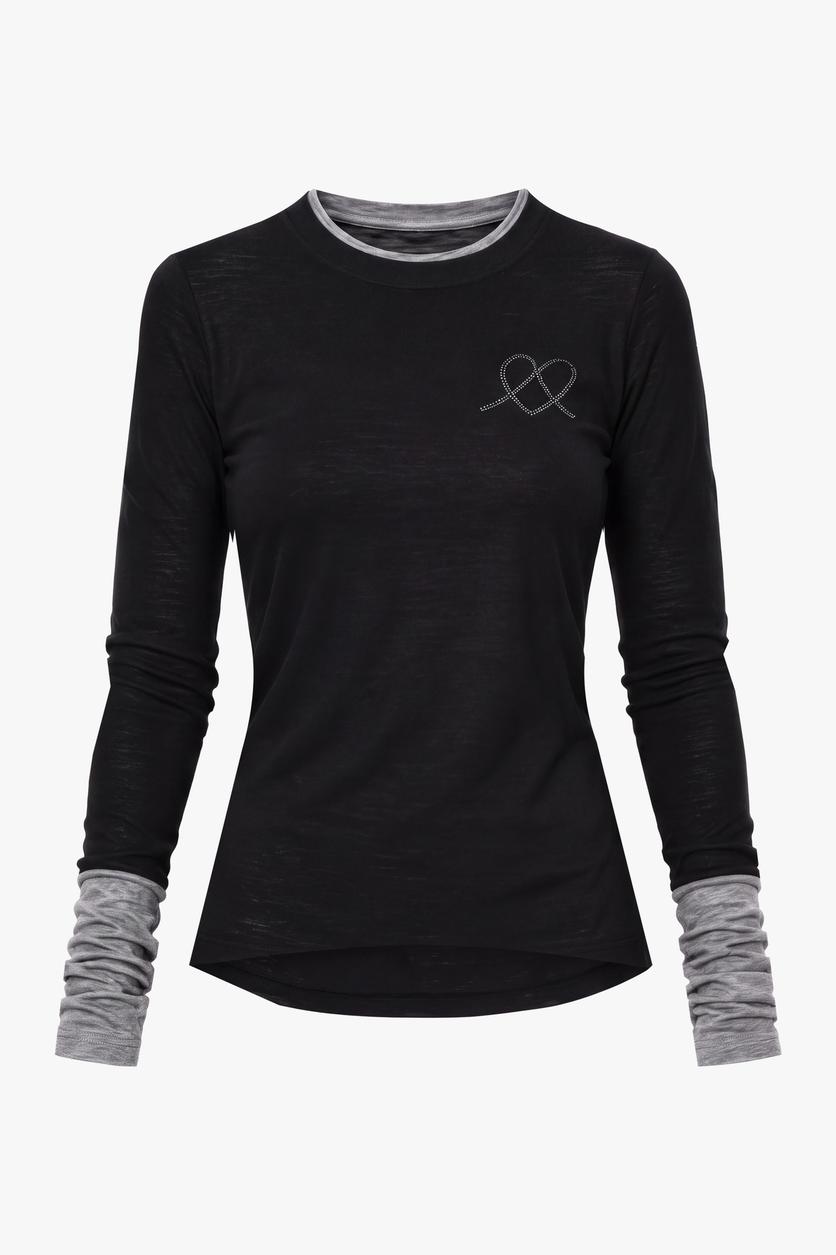 Black & Gray Contrast Long-Sleeve T-Shirt - Smoky Crystal