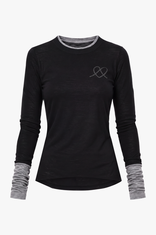 Black & Gray Contrast Long-Sleeve T-Shirt - Smoky Crystal