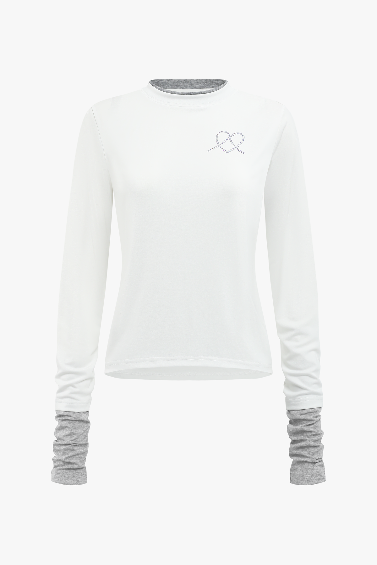 White & Gray Contrast Long-Sleeve T-Shirt — included in the White Paws & Sparkle Set
