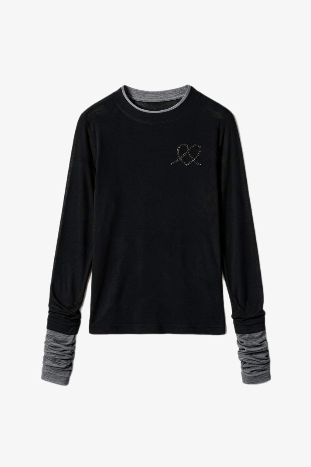 Black & Gray Contrast Long-Sleeve T-Shirt - Smoky Crystal