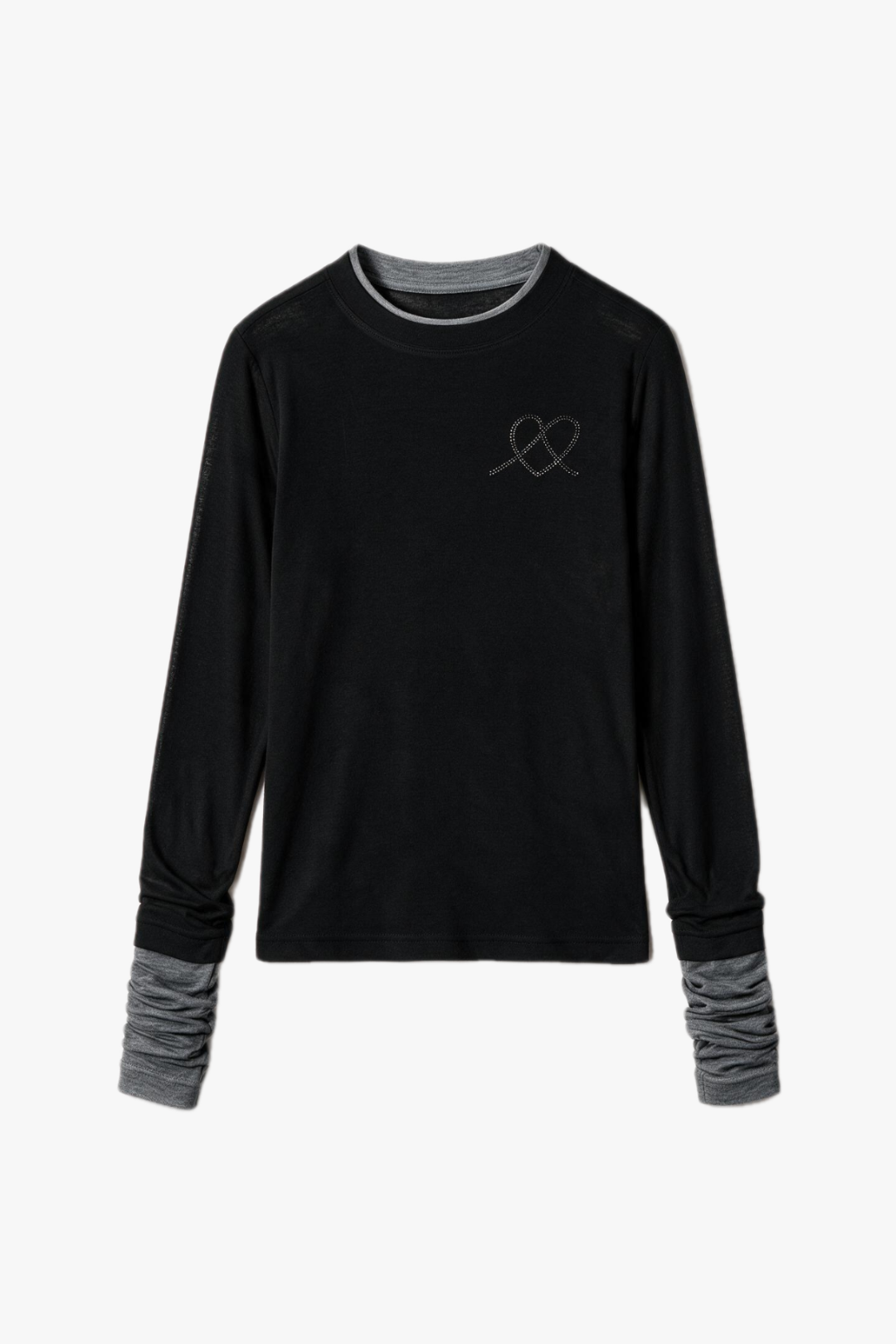 Black & Gray Contrast Long-Sleeve T-Shirt - Smoky Crystal