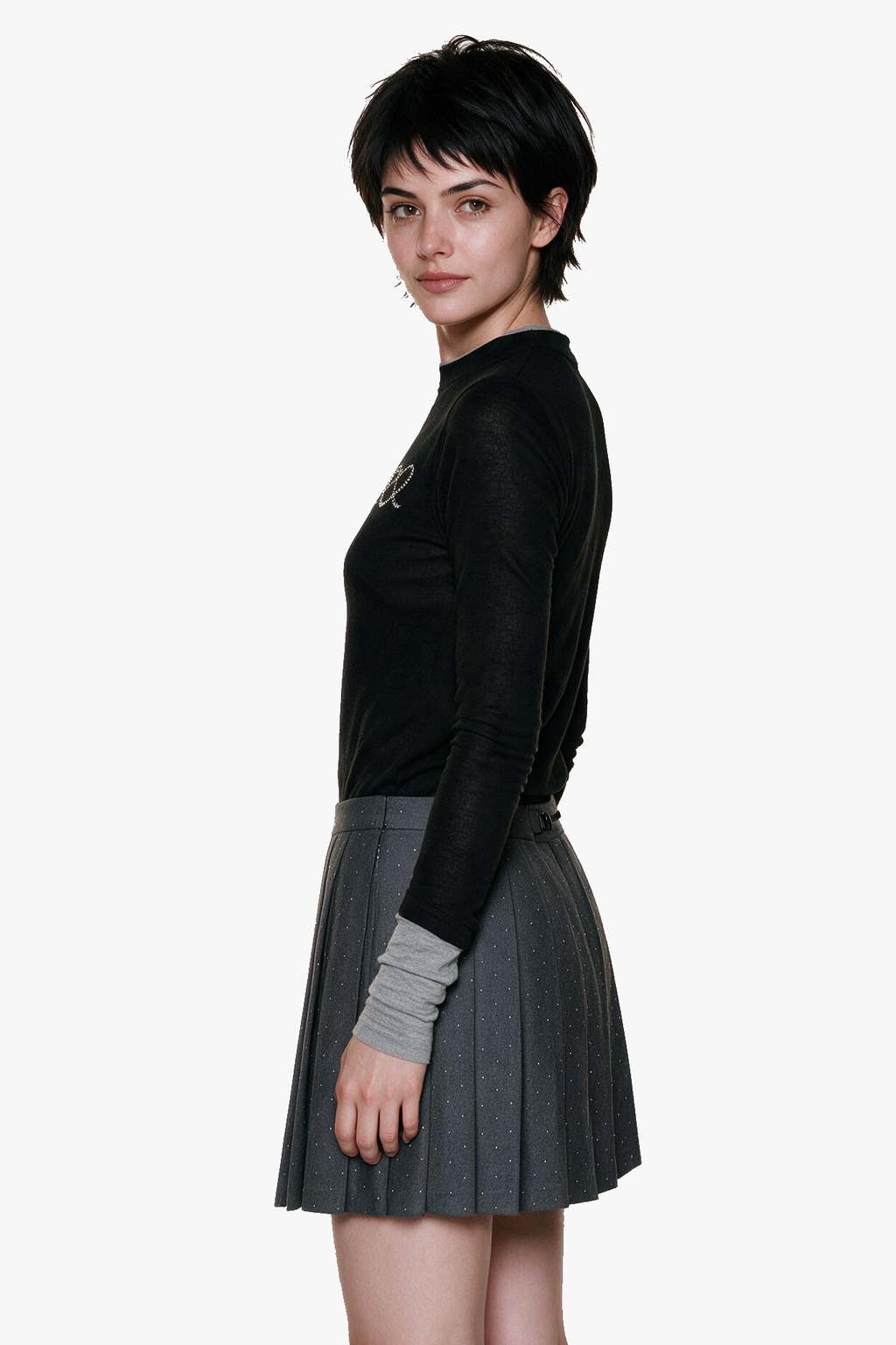 Black & Gray Contrast Long-Sleeve T-Shirt - Smoky Crystal
