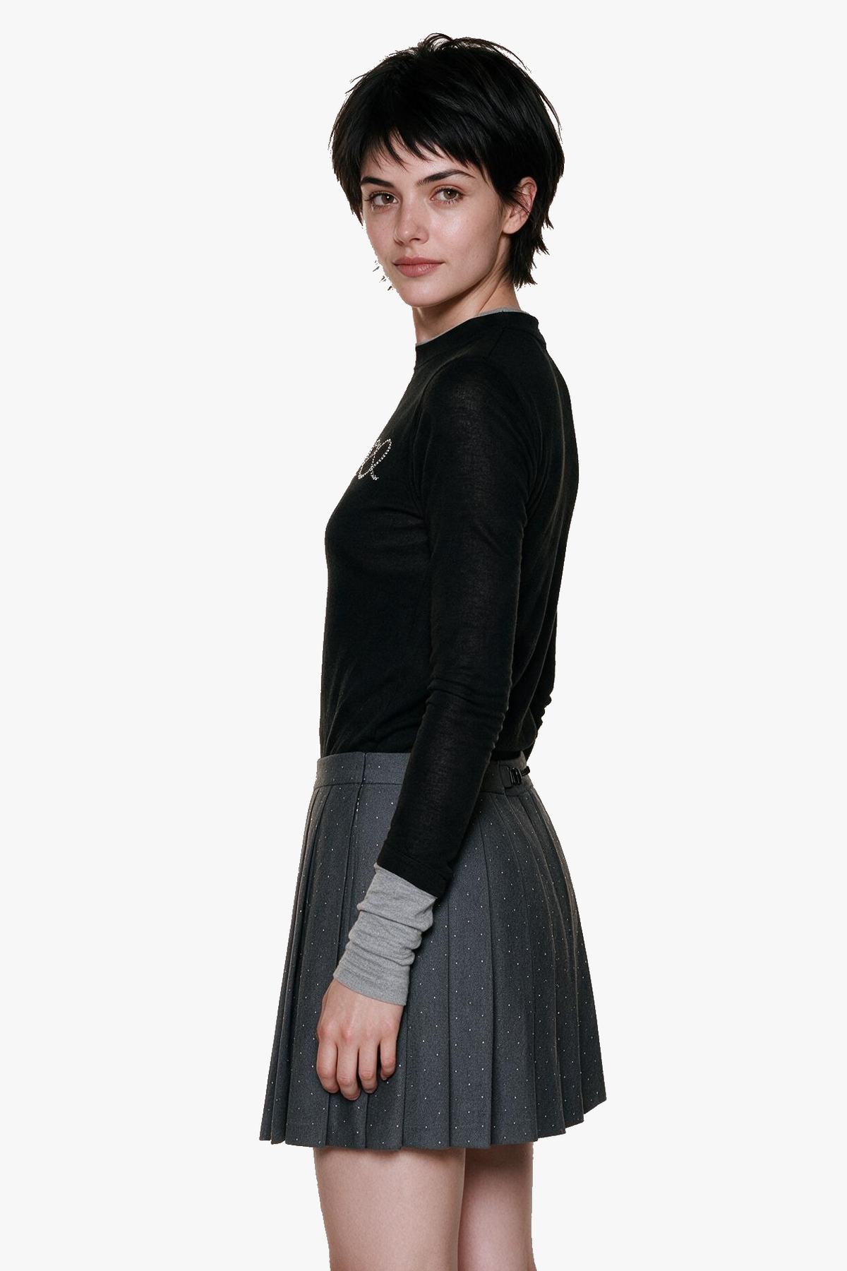 Black & Gray Contrast Long-Sleeve T-Shirt - Smoky Crystal