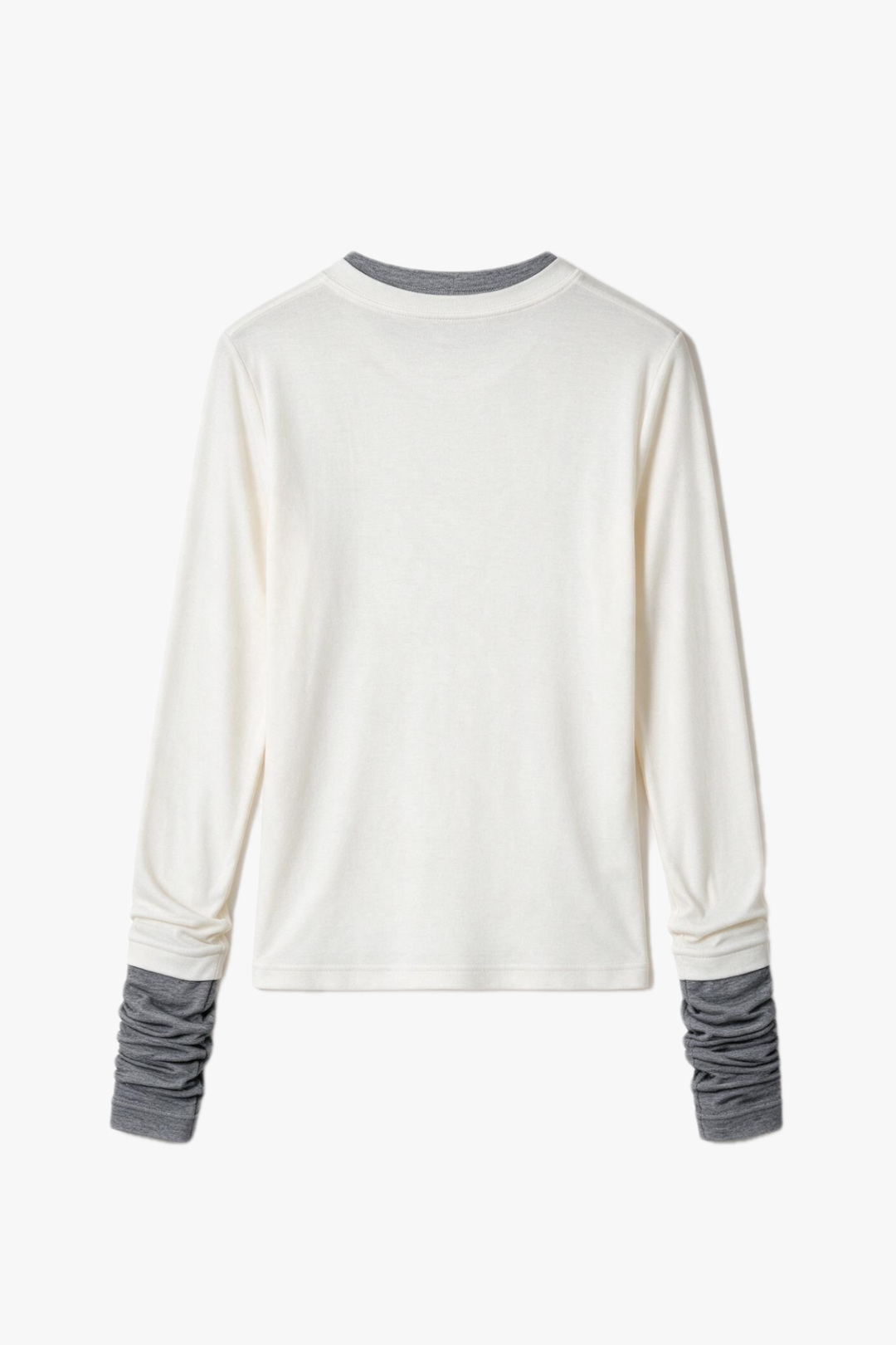 White & Gray Contrast Long-Sleeve T-Shirt -Iridescent Crystal