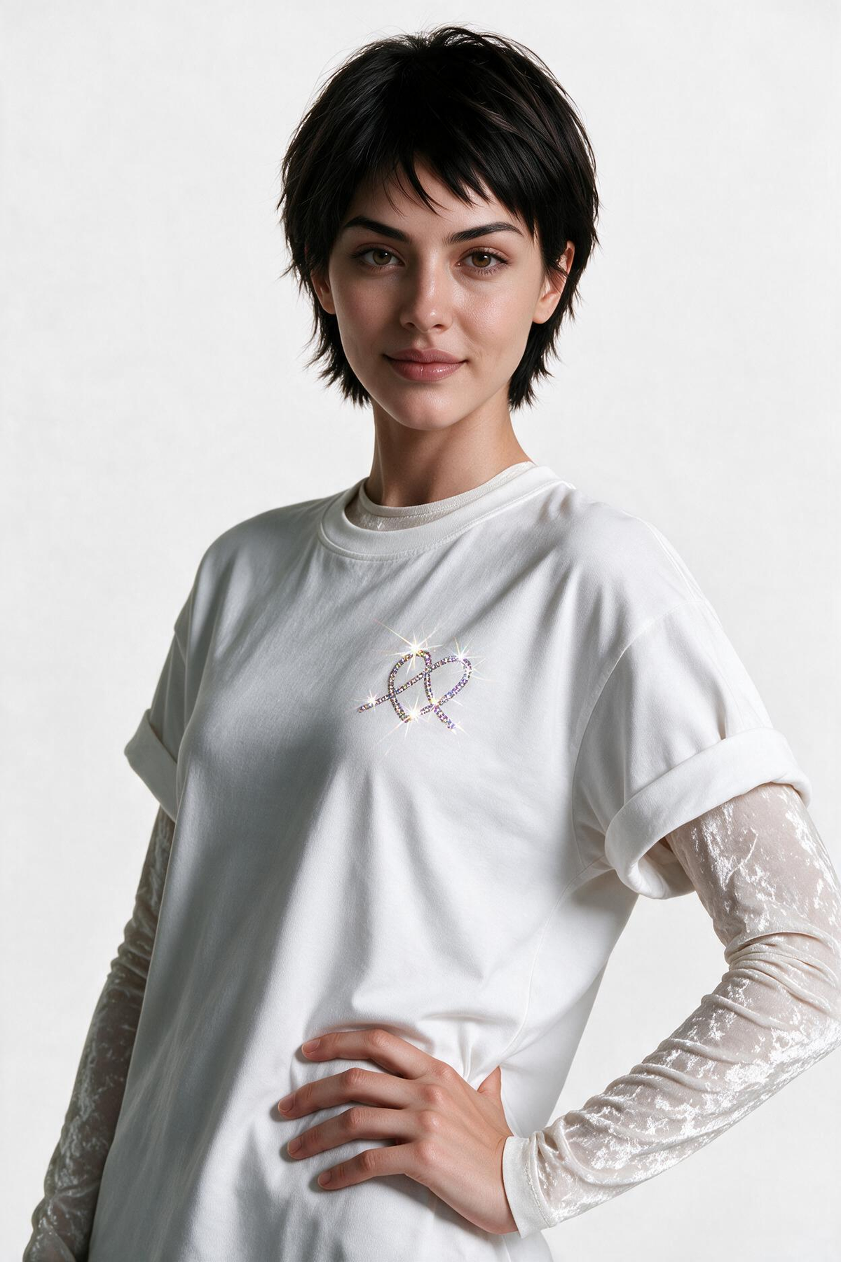 Prism Tee UNISEX - White - Iridescent Crystal