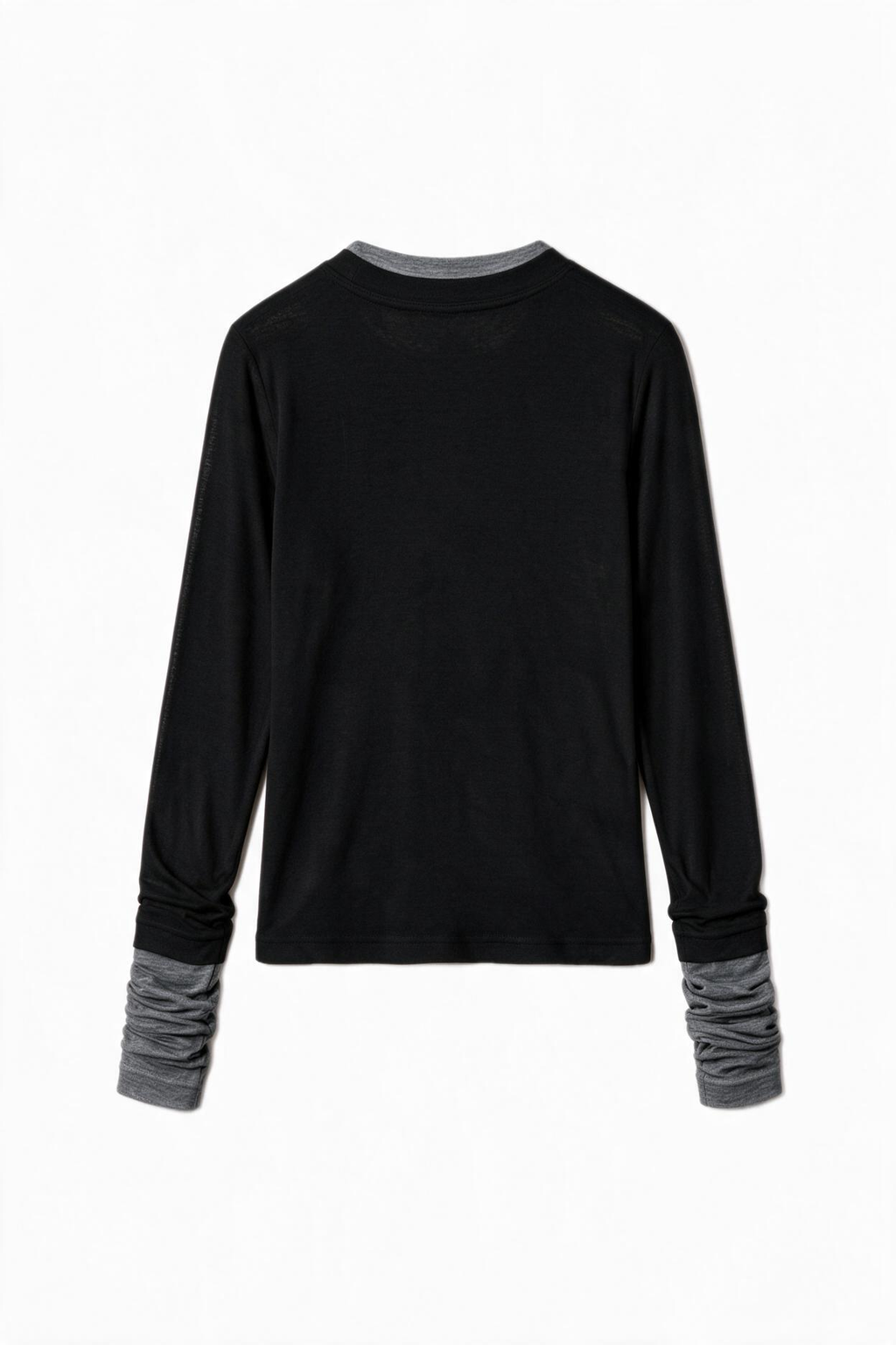 Black & Gray Contrast Long-Sleeve T-Shirt - Smoky Crystal