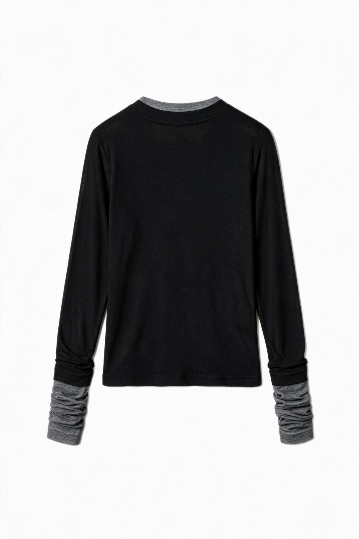 Black & Gray Contrast Long-Sleeve T-Shirt - Smoky Crystal